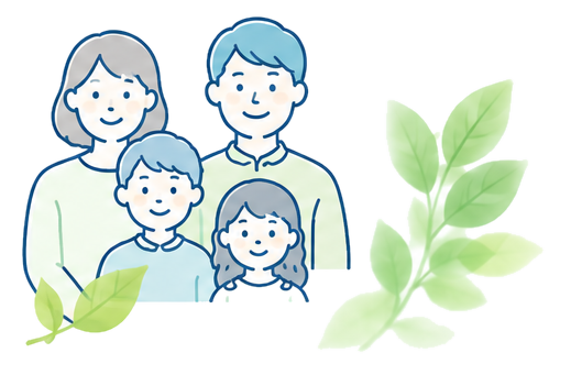 家族4人のイラスト